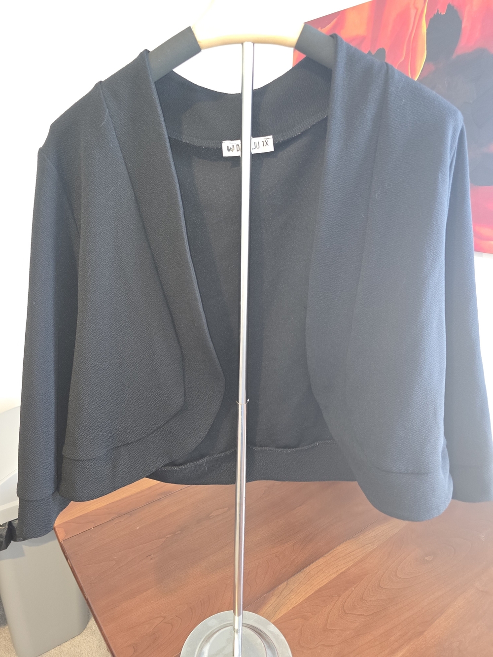 Doublju Like New Black Draped Cropped Blazer, Size 1X